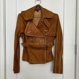 100% Leather Bebe Jacket, Size M, Color Cognac